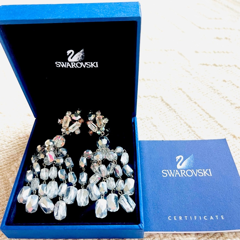 Swarovski Crystal Earrings in Silver and Blue